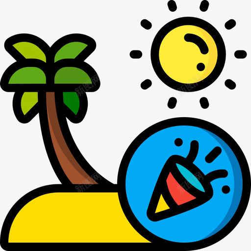 海滩间隙年1线性颜色图标svg_新图网 https://ixintu.com 海滩 线性 间隙 颜色
