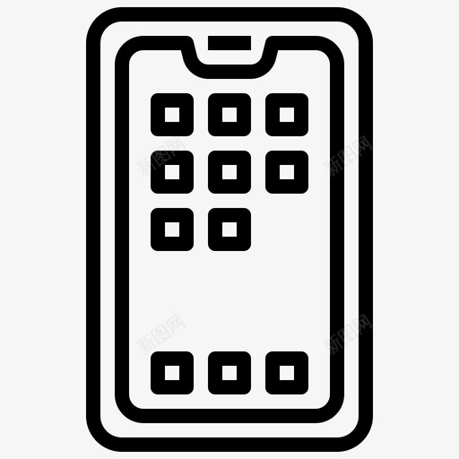 智能手机通信28线性图标svg_新图网 https://ixintu.com 手机 智能 线性 通信
