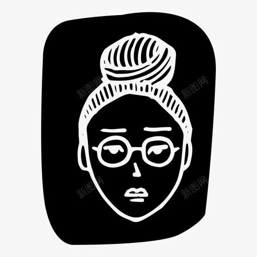 女青年亚洲人女图标svg_新图网 https://ixintu.com 亚洲人 女青年 木版 韩国