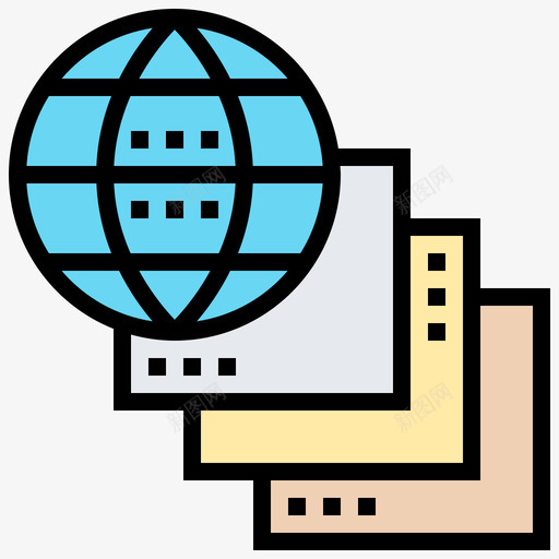 多层网络技术8线颜色图标svg_新图网 https://ixintu.com 多层 网络技术 颜色