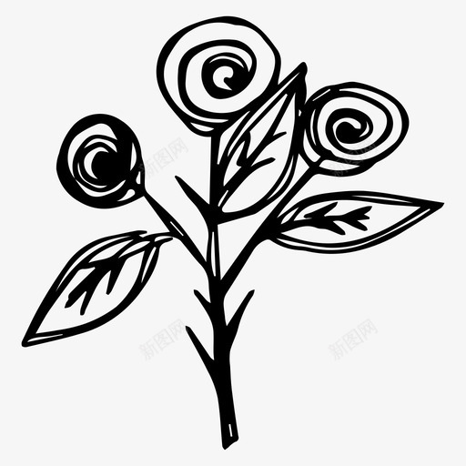 玫瑰花自然图标svg_新图网 https://ixintu.com 植物 玫瑰 自然