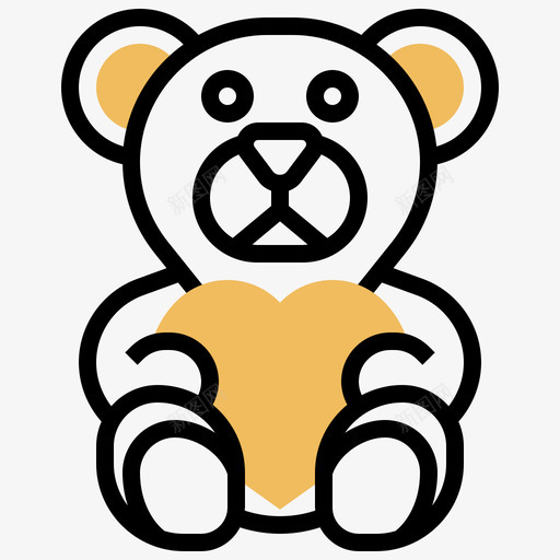 熊瓦伦丁19黄影图标svg_新图网 https://ixintu.com 瓦伦丁 黄影
