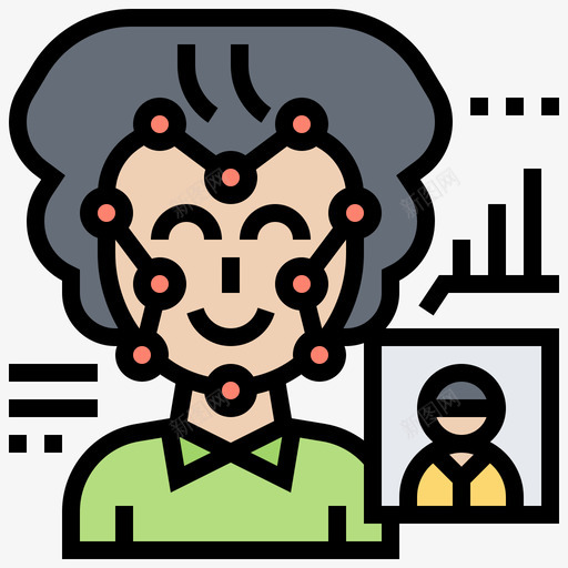 面部识别生物识别4线性颜色图标svg_新图网 https://ixintu.com 生物识别 线性 识别 面部 颜色