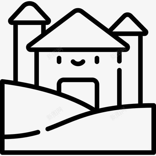 城堡景观72线性图标svg_新图网 https://ixintu.com 城堡 景观 线性