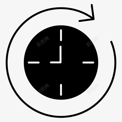 时钟前进时间图标svg_新图网 https://ixintu.com 业务 全球 前进 区域 字形 实线 时钟 时间
