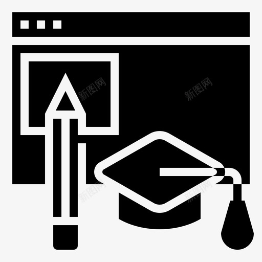 在线教育计算机课程图标svg_新图网 https://ixintu.com 在线教育 字形 学习 计算机 课程