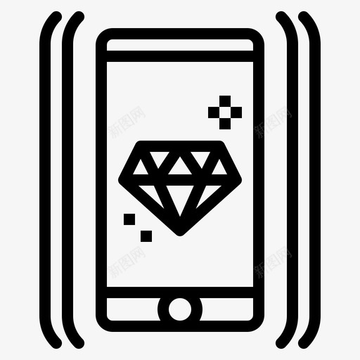 钻石智能手机33线性图标svg_新图网 https://ixintu.com 手机 智能 线性 钻石
