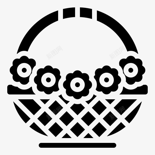 花篮装饰复古图标svg_新图网 https://ixintu.com 复古 花篮 葡萄酒 装饰 雕文