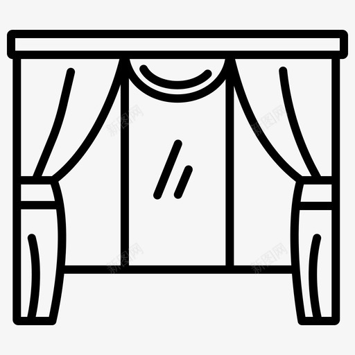 窗帘家具装饰1轮廓图标svg_新图网 https://ixintu.com 家具 窗帘 装饰 轮廓