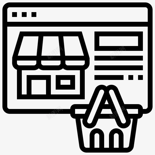 在线购物在线市场9线性图标svg_新图网 https://ixintu.com 在线 在线购物 市场 线性