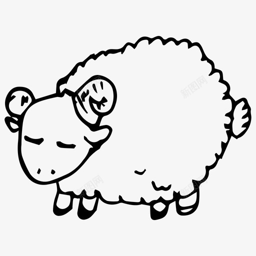 绵羊动物宠物图标svg_新图网 https://ixintu.com 动物 宠物 素描 绵羊