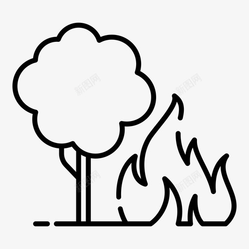 野火火焰森林火灾图标svg_新图网 https://ixintu.com 图标 树木 森林 森林大火 火灾 火焰 生态 线图 自然灾害 野火