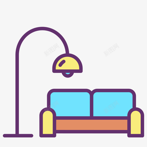 沙发家具装饰4线性颜色图标svg_新图网 https://ixintu.com 家具 沙发 线性 装饰 颜色