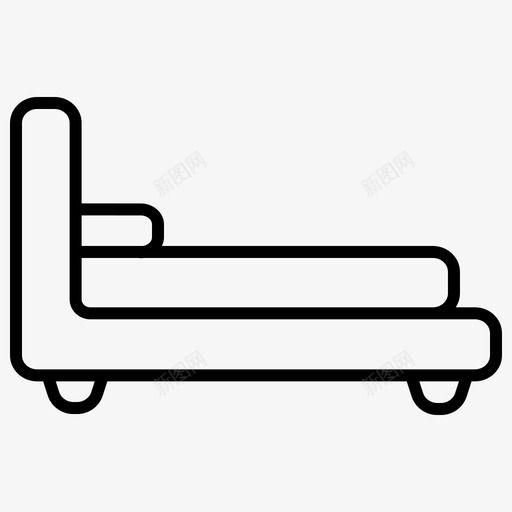 单人床家具装饰1轮廓图标svg_新图网 https://ixintu.com 单人床 家具 装饰 轮廓