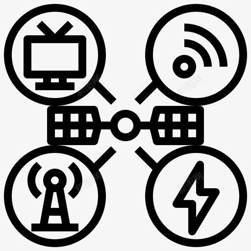 传输卫星6线性图标svg_新图网 https://ixintu.com 传输 卫星 线性