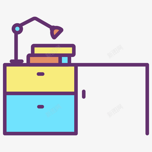 书桌家具装饰4线性颜色图标svg_新图网 https://ixintu.com 书桌 家具 线性 装饰 颜色