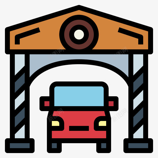 车库洗车14线性颜色图标svg_新图网 https://ixintu.com 洗车 线性 车库 颜色