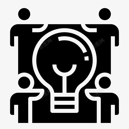 团队大脑头脑风暴图标svg_新图网 https://ixintu.com 企业管理 创意 团队 大脑 头脑 灯泡 风暴 黑色