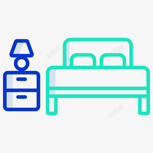 双人床家具装饰3轮廓颜色图标svg_新图网 https://ixintu.com 双人床 家具 装饰 轮廓 颜色