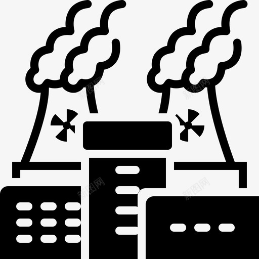 核电站工厂危险图标svg_新图网 https://ixintu.com 危险 工厂 核电站 热力 电力