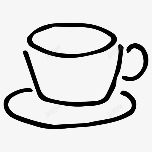 杯子和碟子咖啡涂鸦图标svg_新图网 https://ixintu.com 咖啡 杯子 涂鸦 碟子