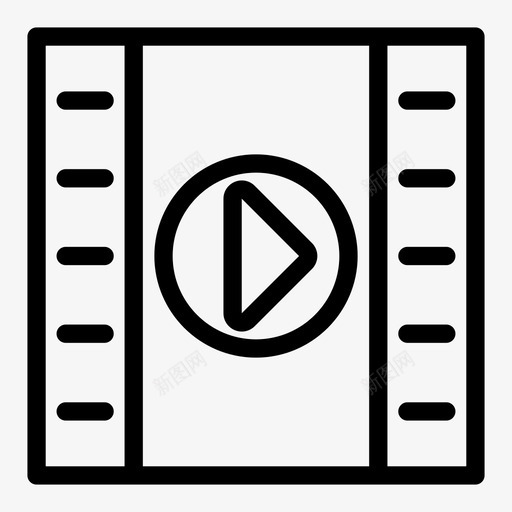 电影带媒体播放图标svg_新图网 https://ixintu.com 图标 媒体 播放 流媒体 用户界面 电影 线图 网络 视频