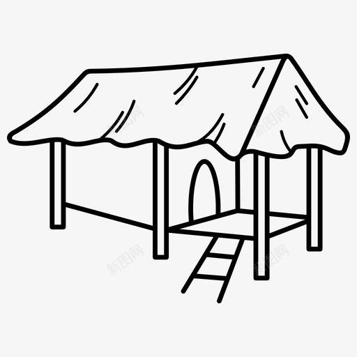 草棚竹子乡村图标svg_新图网 https://ixintu.com 乡村 屋顶 村庄 竹子 草棚