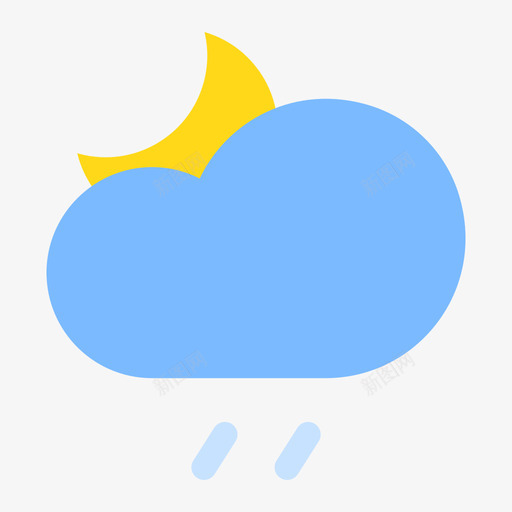 多云转雨(夜晚)svg_新图网 https://ixintu.com 多云转雨(夜晚) 填充 多色 简约 精美 可爱 圆润