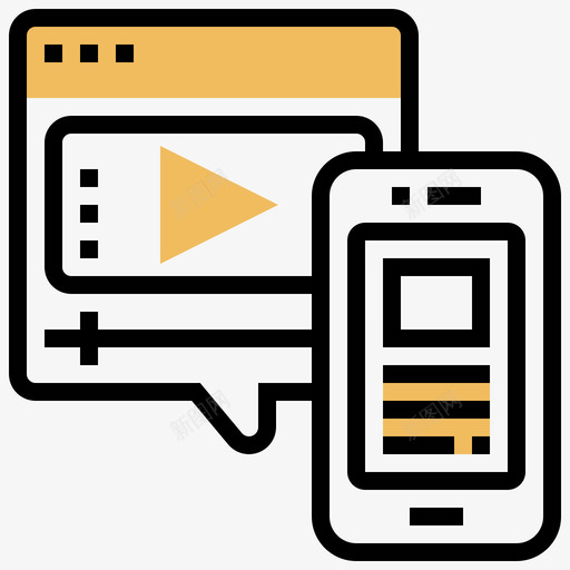 视频营销SEO135黄影图标svg_新图网 https://ixintu.com SEO135 营销 视频 黄影