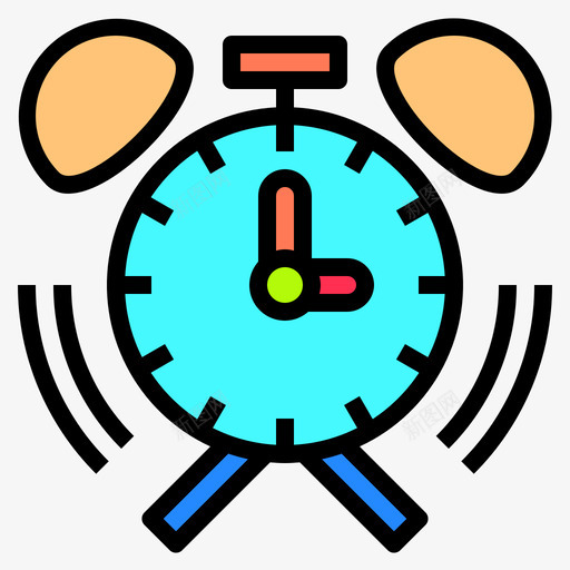 闹钟时间65线型彩色图标svg_新图网 https://ixintu.com 彩色 时间 线型 闹钟