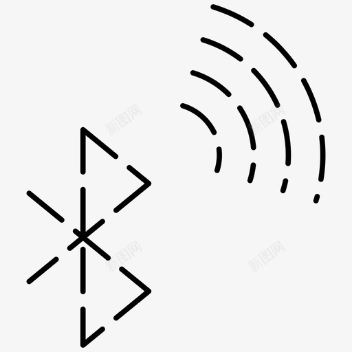蓝牙连接基本用户界面虚线图标svg_新图网 https://ixintu.com 基本 用户界面 蓝牙 虚线 连接