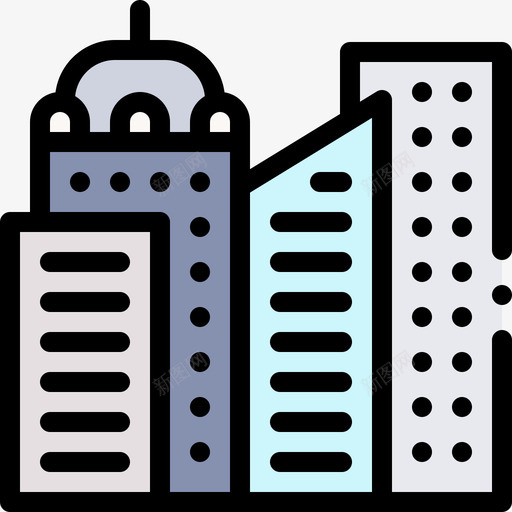 商业中心城市82线性颜色图标svg_新图网 https://ixintu.com 中心 商业 城市 线性 颜色