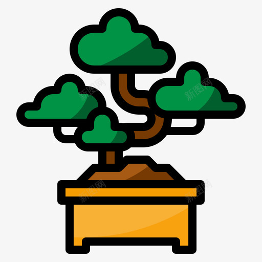 盆景日本68线性颜色图标svg_新图网 https://ixintu.com 日本 盆景 线性 颜色