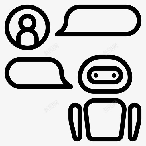 聊天机器人人工智能86线性图标svg_新图网 https://ixintu.com 人工智能 机器人 线性 聊天