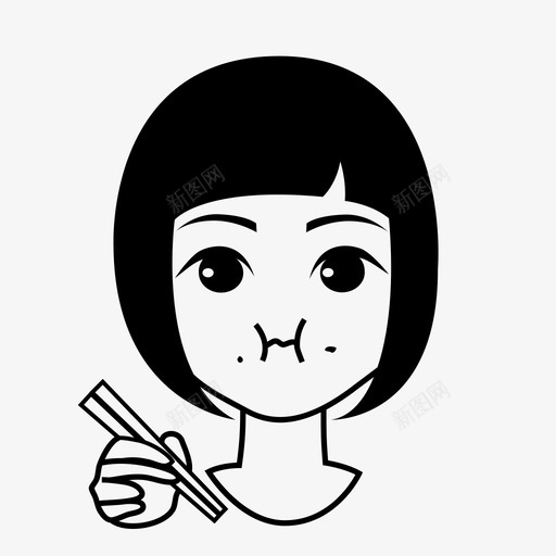 吃亚洲人可爱图标svg_新图网 https://ixintu.com 亚洲人 可爱 女孩 短发 表情