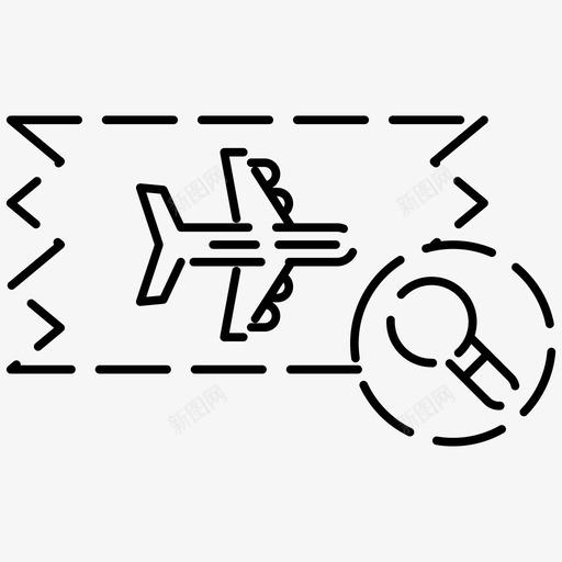 搜索机票机票航空虚线图标svg_新图网 https://ixintu.com 图标 搜索 机票 航空 虚线
