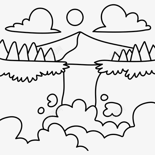 瀑布景观31黑色图标svg_新图网 https://ixintu.com 景观 瀑布 黑色