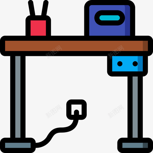 办公桌办公家具2件线性颜色图标svg_新图网 https://ixintu.com 2件 办公 办公桌 家具 线性 颜色