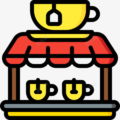 茶馆66号市场线性颜色图标svg_新图网 https://ixintu.com 66号 市场 线性 茶馆 颜色