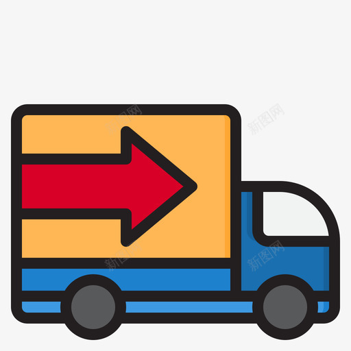 送货车网上购物11线颜色图标svg_新图网 https://ixintu.com 网上购物 货车 送货 颜色