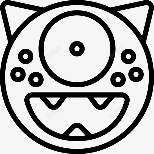 兴奋怪物表情1线性图标svg_新图网 https://ixintu.com 兴奋 怪物 线性 表情