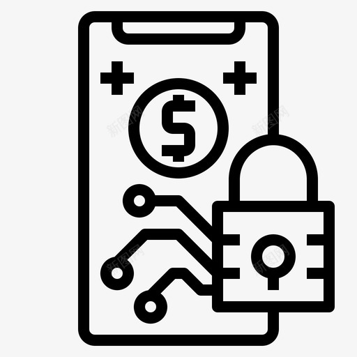 安全数字支付线性图标svg_新图网 https://ixintu.com 安全 支付 数字 线性