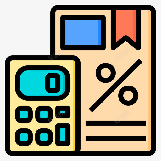 折扣计算器工具2线颜色图标svg_新图网 https://ixintu.com 工具 折扣 计算器 颜色