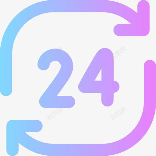 24小时时间68梯度图标svg_新图网 https://ixintu.com 24小时 时间 梯度