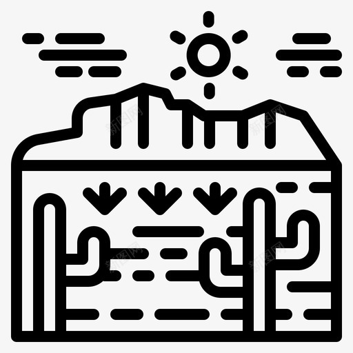 沙漠室外景观1线性图标svg_新图网 https://ixintu.com 室外 景观 沙漠 线性