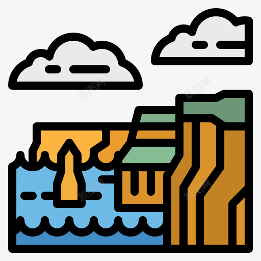 悬崖户外景观4线条色图标svg_新图网 https://ixintu.com 悬崖 户外 景观 线条
