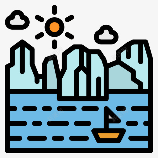 海湾室外景观4线性颜色图标svg_新图网 https://ixintu.com 室外 景观 海湾 线性 颜色