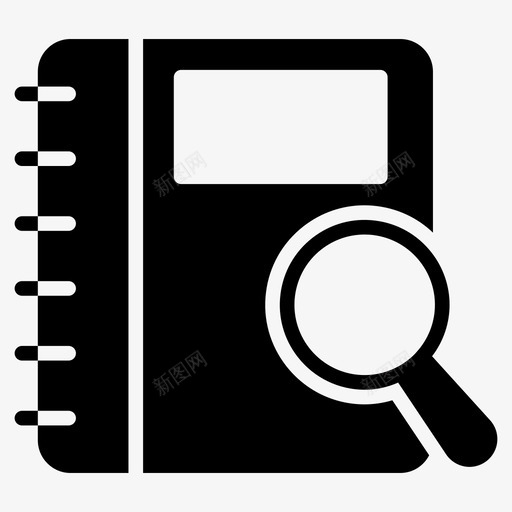 搜索日记联系簿目录图标svg_新图网 https://ixintu.com 图标 搜索 放大镜 方向 日记 目录 线图 联系