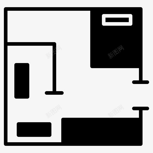 平面图蓝图家具图标svg_新图网 https://ixintu.com 室内装饰 家具 家居装饰 平面图 蓝图