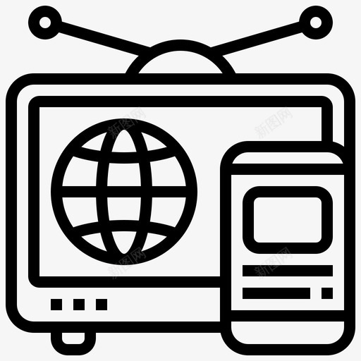 电视物联网68线性图标svg_新图网 https://ixintu.com 电视 线性 联网